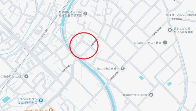 加古川市加古川町大野　　　JR加古川線「日岡駅」徒歩12分の地図