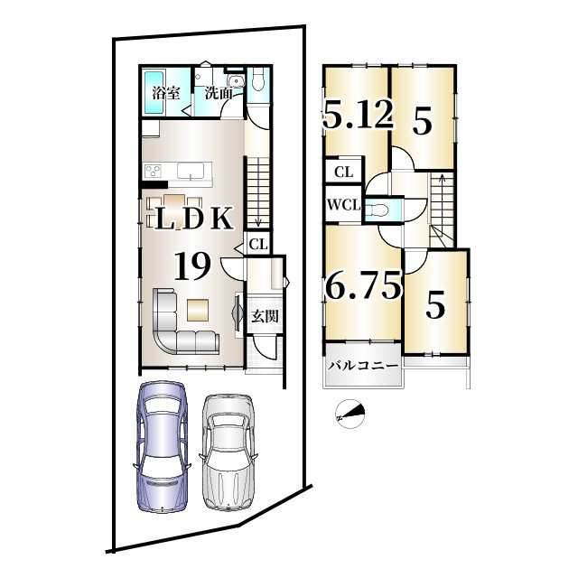嵐山宮ノ北町　１号地の間取り