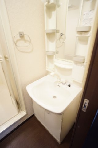 習志野市花咲１丁目のアパートの独立洗面台|独立洗面台、小物を置くことができて便利です
