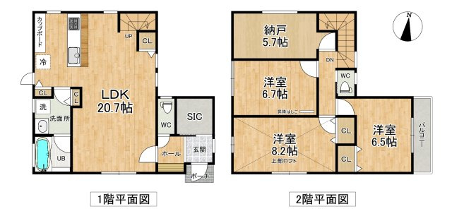 神戸市北区南五葉6丁目新築戸建の間取り