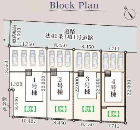 【新築戸建】札幌市南区南沢2条2丁目4棟の区画図