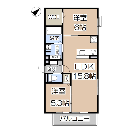 【間取り】 | フリージア天王寺 | フリージア天王寺　２ＬＤＫ　55.2㎡