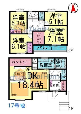 神戸市西区美穂が丘4丁目　全18区画17号地　新築戸建の間取り|【ホームページに現地動画掲載中】●年中無休：当日予約可●WICや土間収納等収納豊富なお家♪床暖房も！