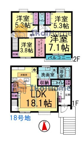 神戸市西区美穂が丘4丁目　全18区画18号地　新築戸建の間取り|【ホームページに現地動画掲載中】●年中無休：当日予約可●WICや土間収納等収納豊富なお家♪床暖房も！