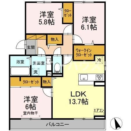 グランテージ海神Hの間取り