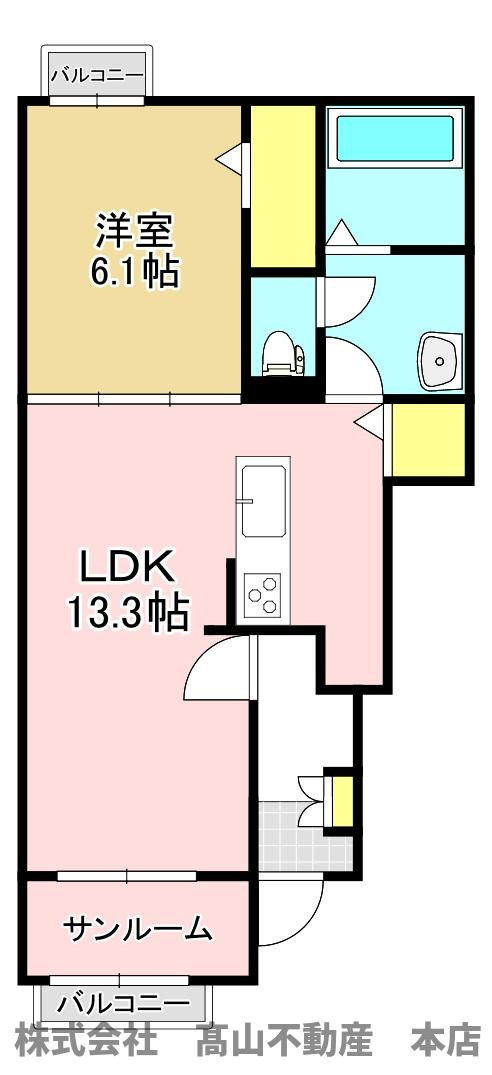 福津市津屋崎４丁目のアパートの間取り