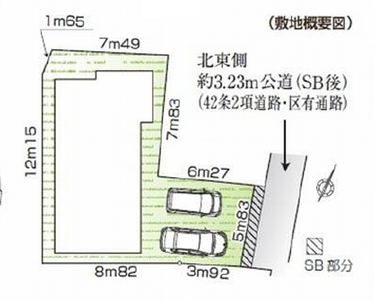 【区画図】 | 中野区白鷺３丁目　新築戸建て | ゆとりある敷地面積で、駐車スペース並列2台確保（車種による）