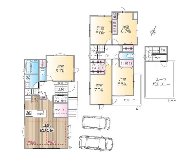 【間取り】 | 中野区白鷺３丁目　新築戸建て | 開放感あふれるルーフバルコニー、心地よい時間を満喫できます