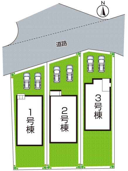 ●香芝市上中　第1期　新築一戸建ての区画図|全3区画
