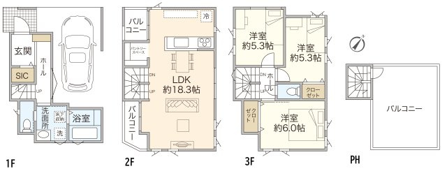 岡村8丁目新築戸建 〜開放感のある約9.8帖のルーフバルコニー付新築戸建~の画像