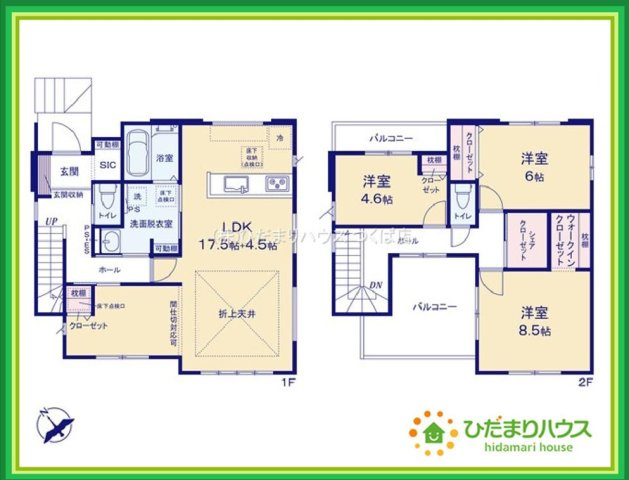 ひたちなか市市毛4期　新築戸建　2号棟の間取り|新婚さんにおすすめ！おしゃれなカウンターキッチンのあるLDKです(#^^#)