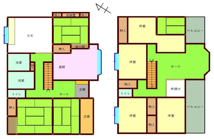 【中古戸建】熊谷市久下の間取り|■間取り図｜敷地面積：273.32㎡（約82.67坪）建物面積：184.24㎡（約55.73坪）