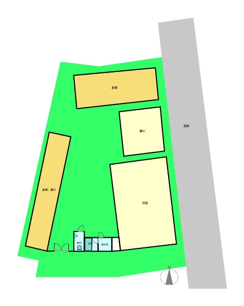 奈良市尼辻中町戸建ての区画図|離れ付きで解放感があり古風を感じます。