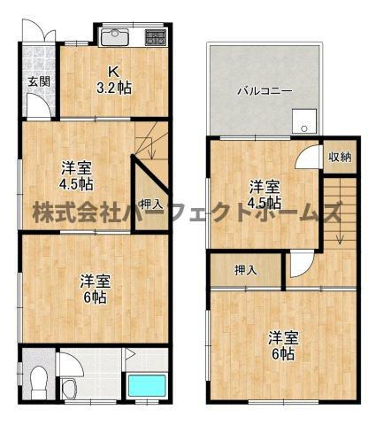 豊里町テラスハウス　賃貸の間取り