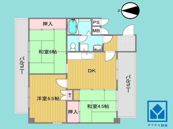 リバーサイド武庫川の間取り|3DK、専有面積51.93平米、バルコニー面積14.70平米、5階建て2階部分。告知事項がございます。詳細は弊社スタッフまでお気軽にお問い合わせください。