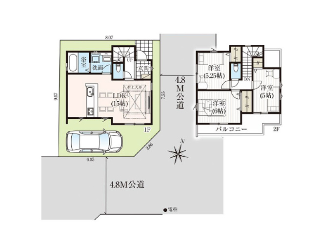 【間取り】 | 新座市野寺4丁目　新築一戸建住宅　全1棟　(保谷店) | 開放感溢れる南東角地に3LDKの住まいが誕生します。水回りを集中させ、生活動線に配慮した間取りです。※図面を基に作成しています。現況と異なる場合は現況を優先いたします。