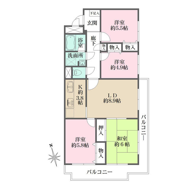 横浜市鶴見区東寺尾４丁目の賃貸マンションの間取り