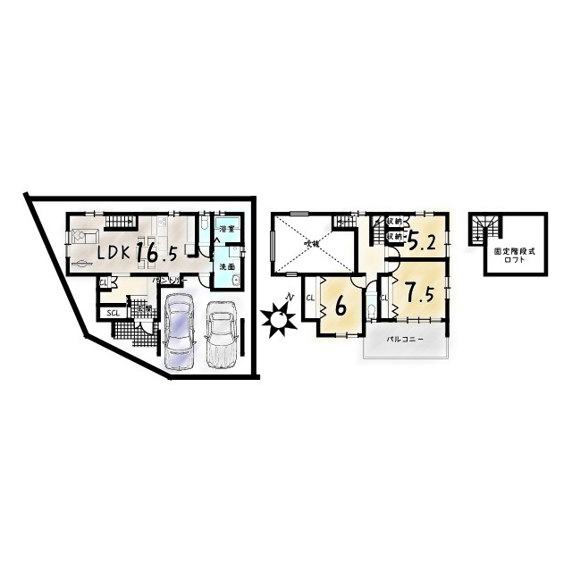 羽束師古川町【３５区画】２７号地の間取り