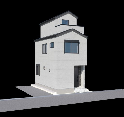 【外観パース】 | 練馬区貫井３丁目　新築戸建て | シンプルながら存在感を放つ、飽きのこないデザインを採用