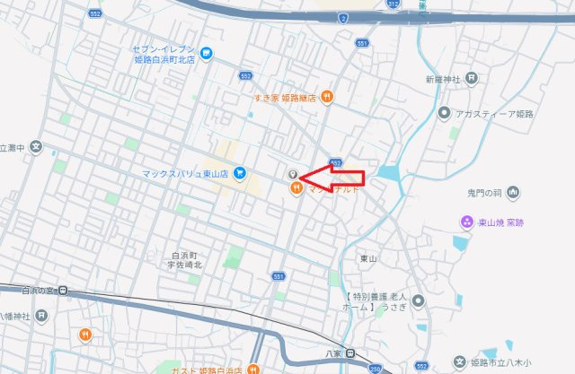 姫路市東山4期（全3棟）1号棟の地図