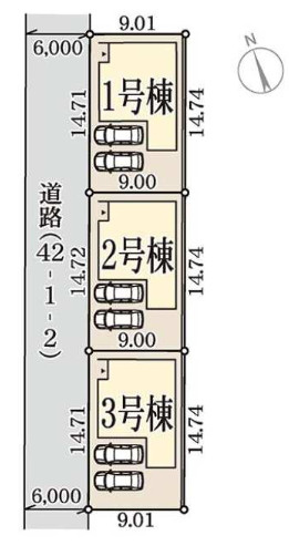 姫路市東山4期（全3棟）3号棟の区画図|3号棟です。
