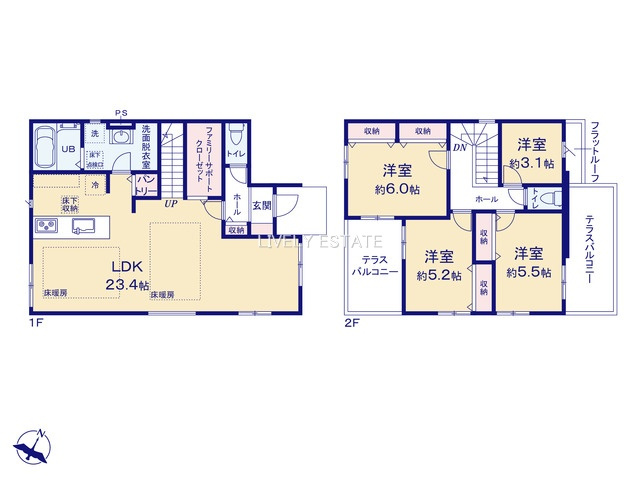 草加市手代1丁目 新築分譲住宅 全3棟 2号棟の間取り