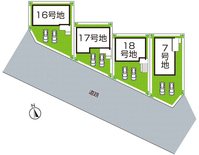 神戸市西区美穂が丘　新築一戸建ての区画図|全4区画