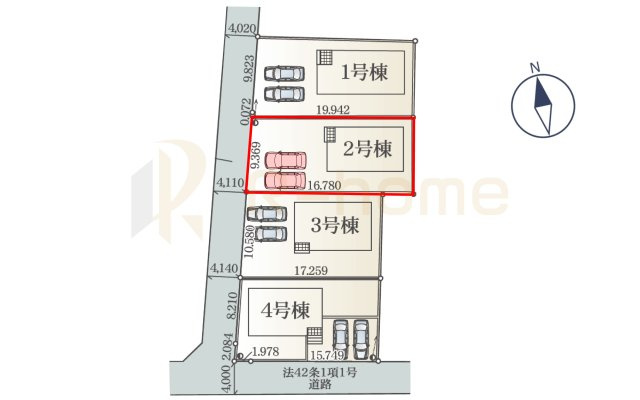 ひたちなか市平磯町第2　新築戸建て　2号棟の区画図|大きなお買い物だからこそ、メリット・デメリットを伝えさせて頂きます。
R-homeにお任せください♪