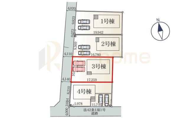 ひたちなか市平磯町第2　新築戸建て　3号棟の区画図|大きなお買い物だからこそ、メリット・デメリットを伝えさせて頂きます。
R-homeにお任せください♪