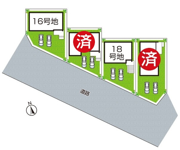 神戸市西区美穂が丘　新築一戸建ての区画図|全4区画
