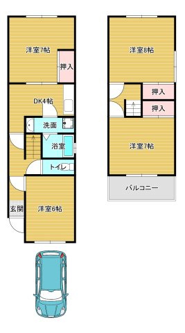山中田貸家の間取り