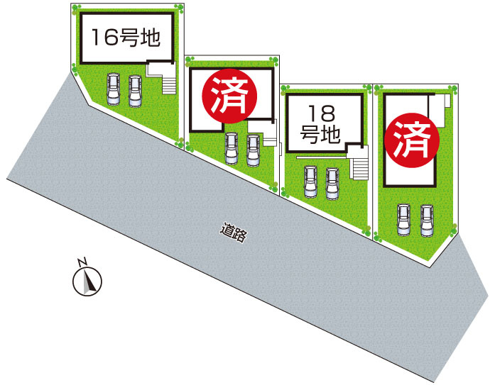 神戸市西区美穂が丘　新築一戸建ての区画図|全4区画