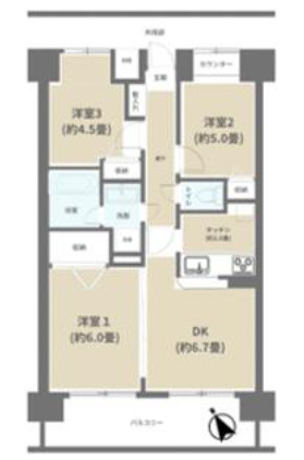 コスモお花茶屋　参番館の間取り