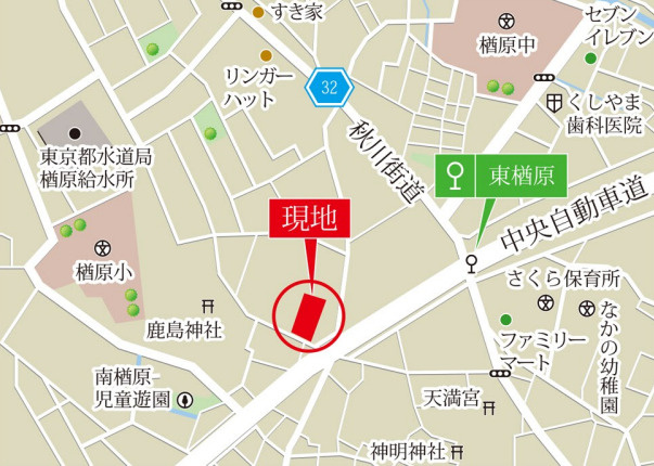 『八王子市新築戸建て』八王子市楢原町288-3【仲介手数料無料】　の地図|～仲介手数料無料☆八王子ひなた不動産～八王子市楢原町　新築戸建て