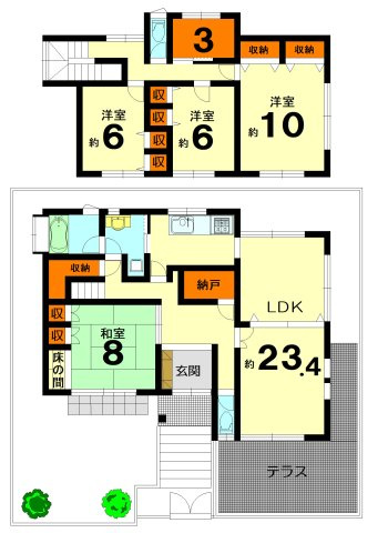 【間取り】 | 桂坂 御陵大枝山町五丁目 一戸建 | 建延48.93坪　ゆとりの4LDK+納戸