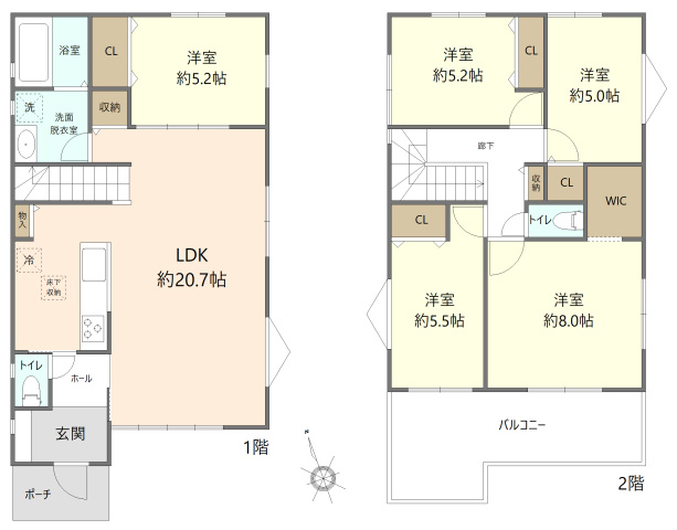 港区大西二丁目戸建の間取り|間取5LDK/建物面積115.09㎡