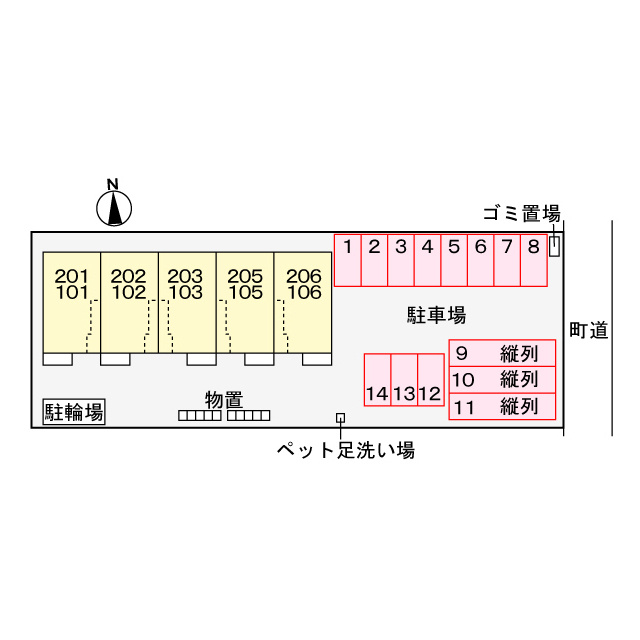 羽島郡笠松町円城寺のアパートの駐車場
