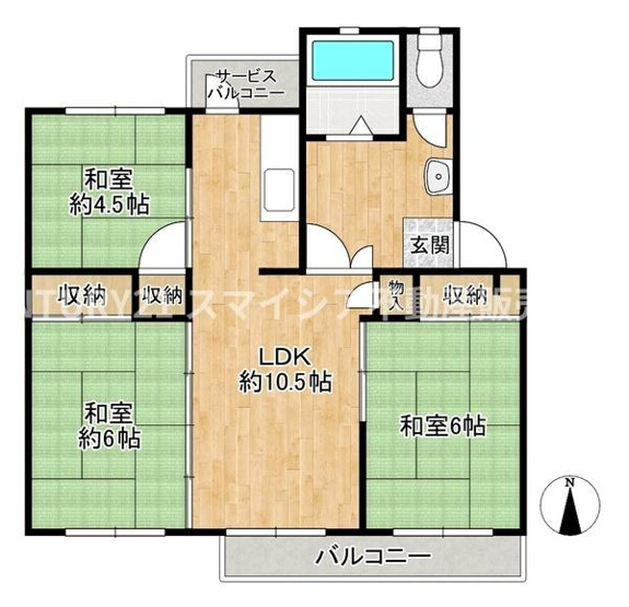 【間取り】 | 香里三井J住宅　A90棟