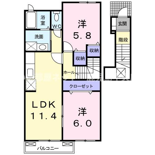 204号室の間取り