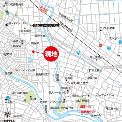 【中古】伊勢崎市境保泉　４LDK＋Sの地図