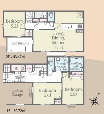 八王子市　散田町　新築一戸建て　２５ー１期の間取り|～南東向き3LDK　プライバシー性に優れた2階LDKの間取り～