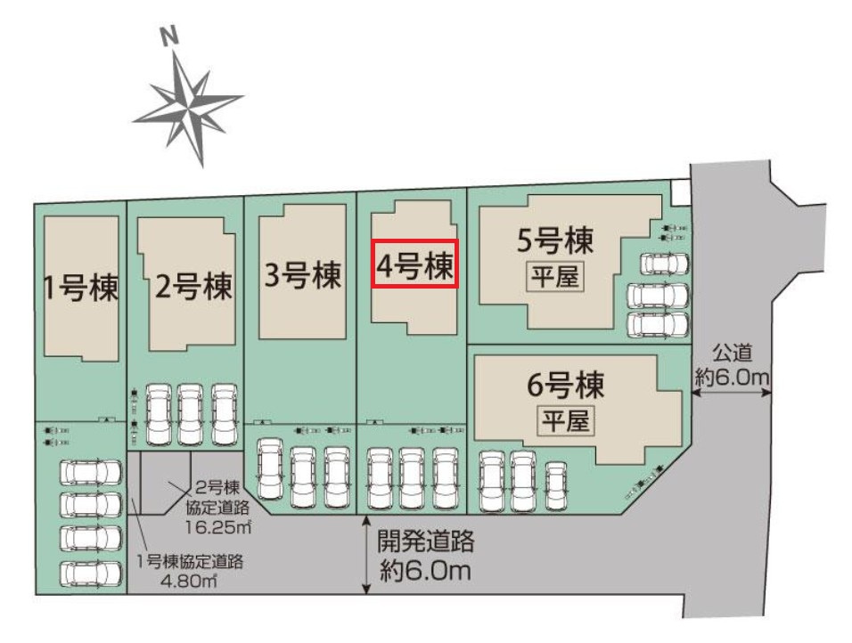 ブルーミングガーデン宇都宮市江曽島町の区画図|【全6棟】各号棟の詳細については、お気軽にお問い合わせください♪