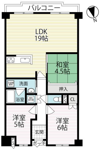 ◆リフォーム済み◆駅徒歩３分◆２沿線利用可◆ペット可（規約有）◆ユニ宇治川マンション３号館の間取り