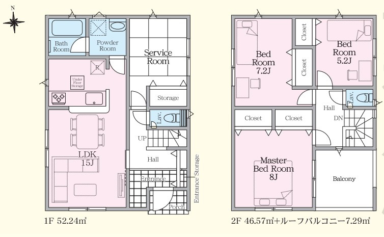クレイドルガーデン　宇都宮市今宮第４　１棟の間取り|建物面積：98.81㎡（29.88坪）3ＬＤＫ+納戸