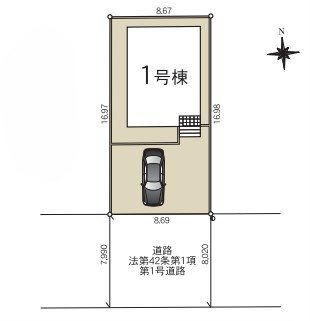 クレイドルガーデン　宇都宮市今宮第４　１棟の区画図|土地面積：147.46㎡（44.6坪）カースペース1～２台可能！