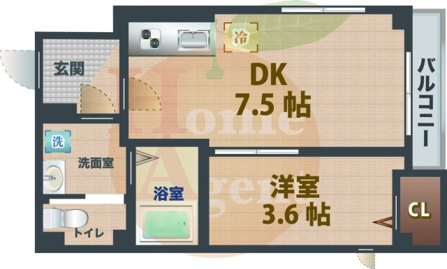 【間取り】 | ポルト ボヌール | 1DKのお部屋です。