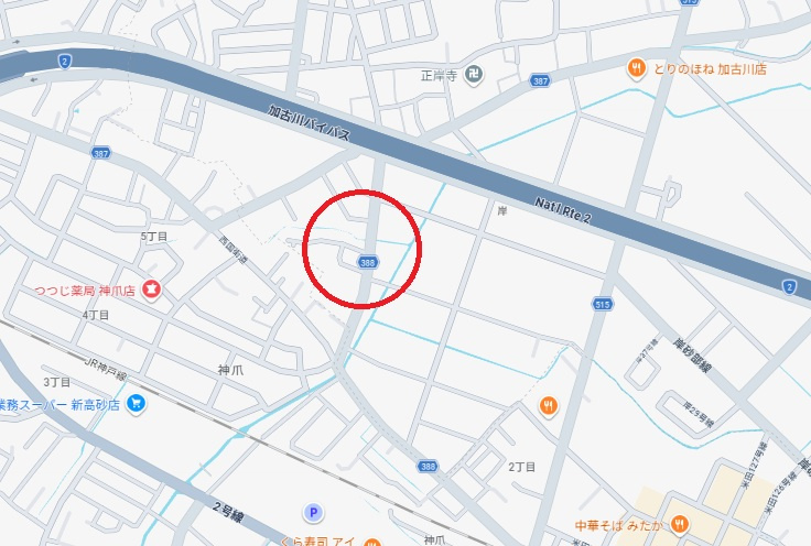 加古川市西神吉町岸　JR「宝殿駅」徒歩12分の地図