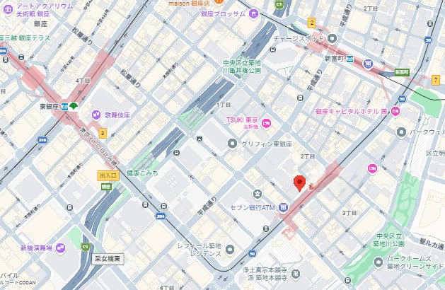中央区築地２丁目の事務所の地図