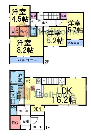 神戸市西区福吉台１丁目　新築戸建の間取り|【ホームページに現地動画掲載中】●年中無休：当日予約可●LDK16.2帖！2階は3部屋が南向きです