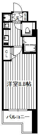 大阪市中央区松屋町の賃貸マンションの間取り